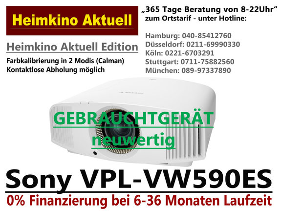 SONY VPL-VW590ES-Gebrauchtgerät in weiss mit 720 Stunden